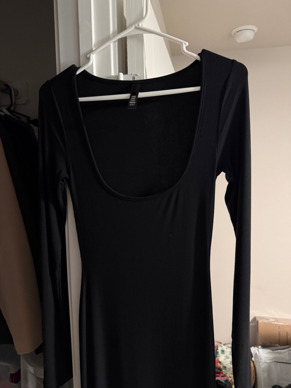 SKIMS Black Long Sleeve Maxi Dress